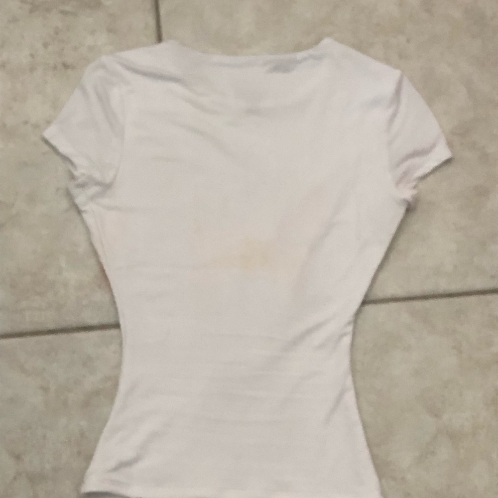 Faded Rose Women's White Tee with Orange Floral Design - Picture 2 of 3